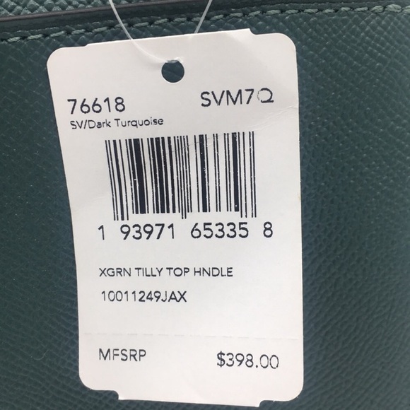Coach Tilly Top Handle Dark Turquoise Cross Body - Picture 15 of 15